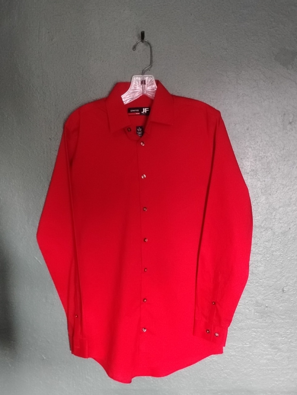 jf j.ferrar Men's Red Button-Up Dress Shirt